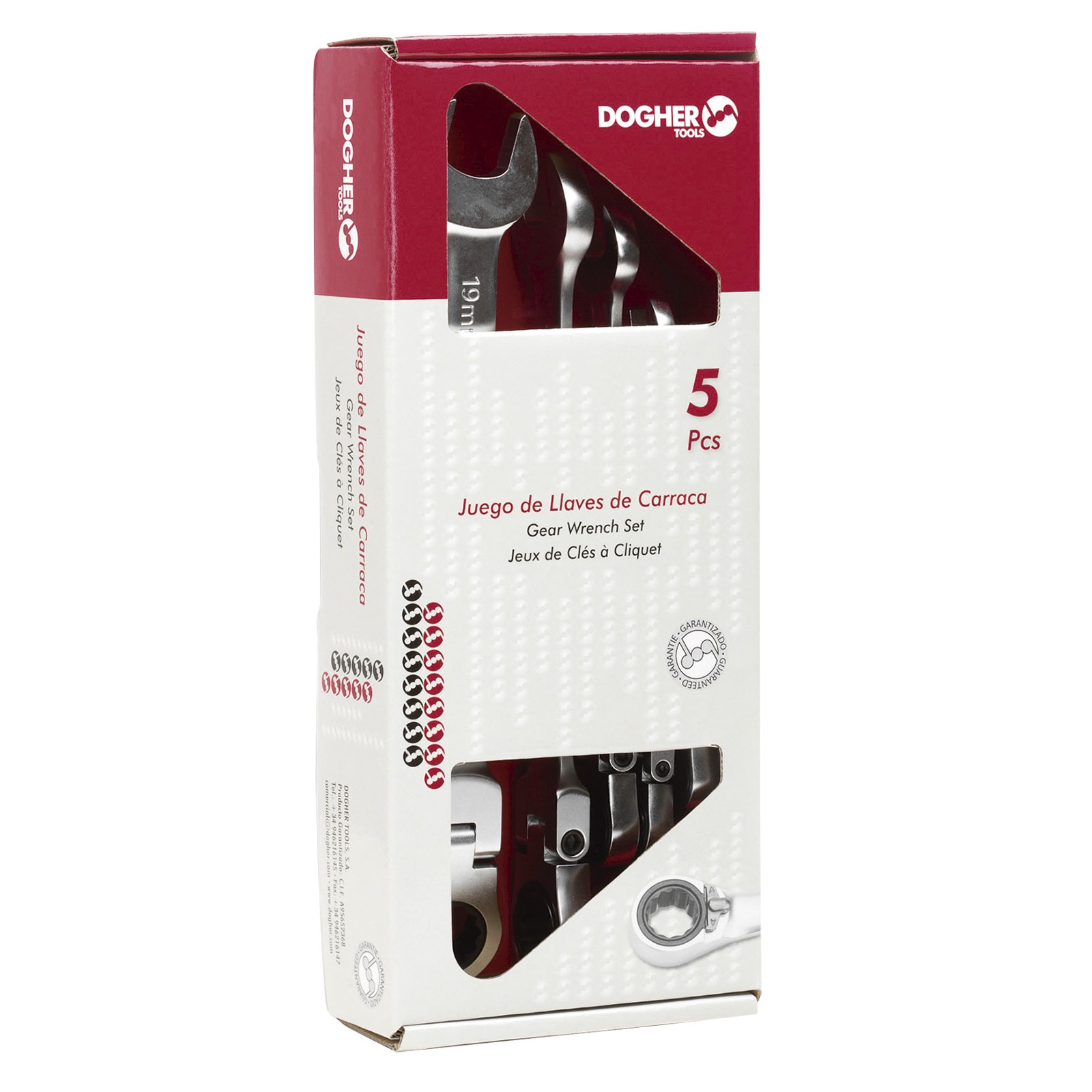 Caja 5 Llaves Combinadas DOGHER CrV de Carraca Flexible