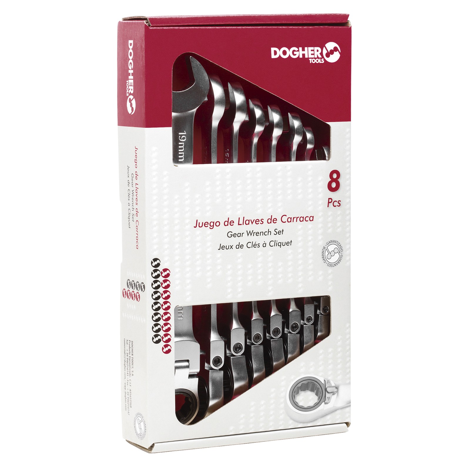 Caja 8 Llaves Combinadas DOGHER CrV de Carraca Flexible