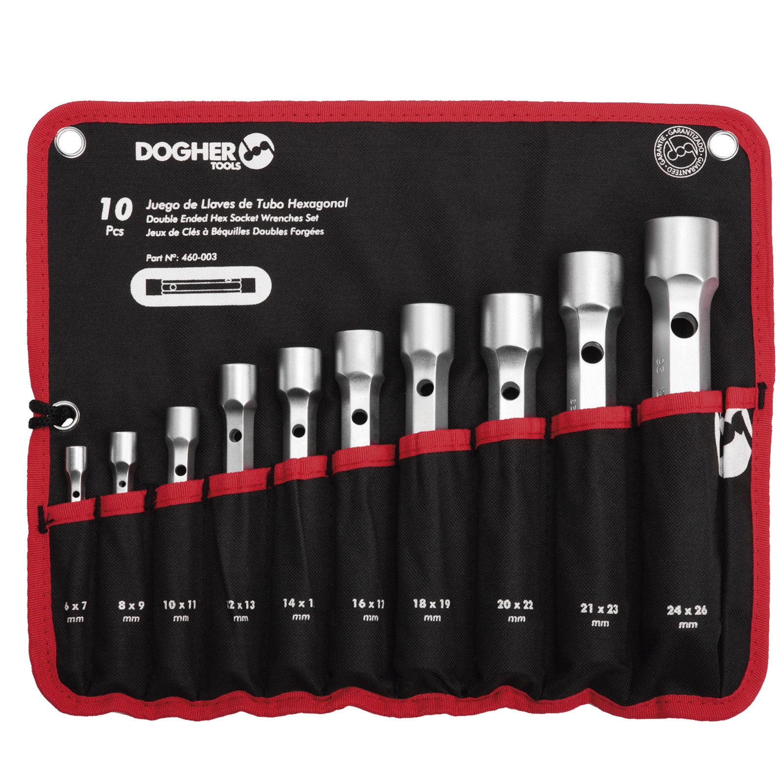 Bolsa de Nylon DOGHER 10 Llaves de Tubo Hexagonal CrV Forjada Vacía