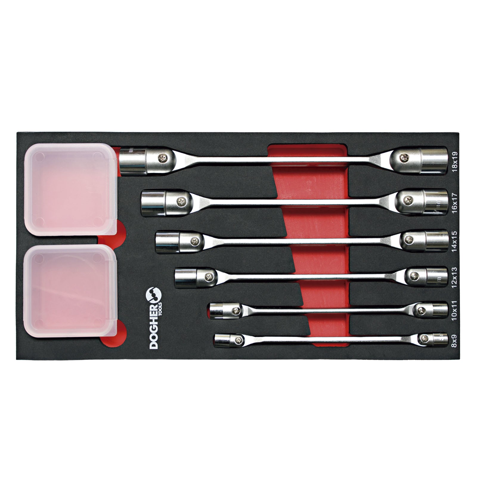 Bandeja Combinable DOGHER 1/3 - 6 Llaves de Vaso Articulada Doble DOGHER CrV