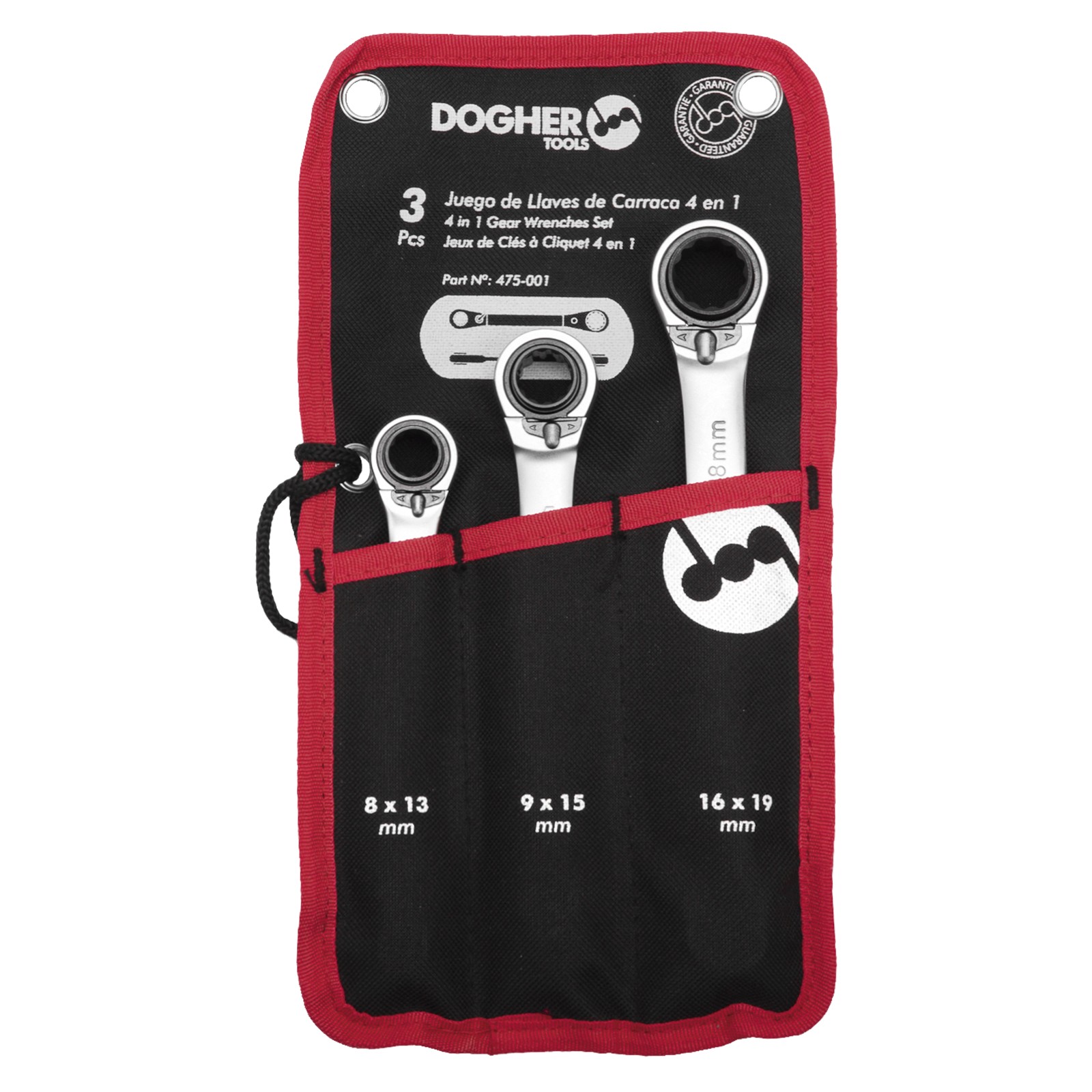 Bolsa Nylon 3 Llaves de Carraca DOGHER Reversible 4 en 1 CrV