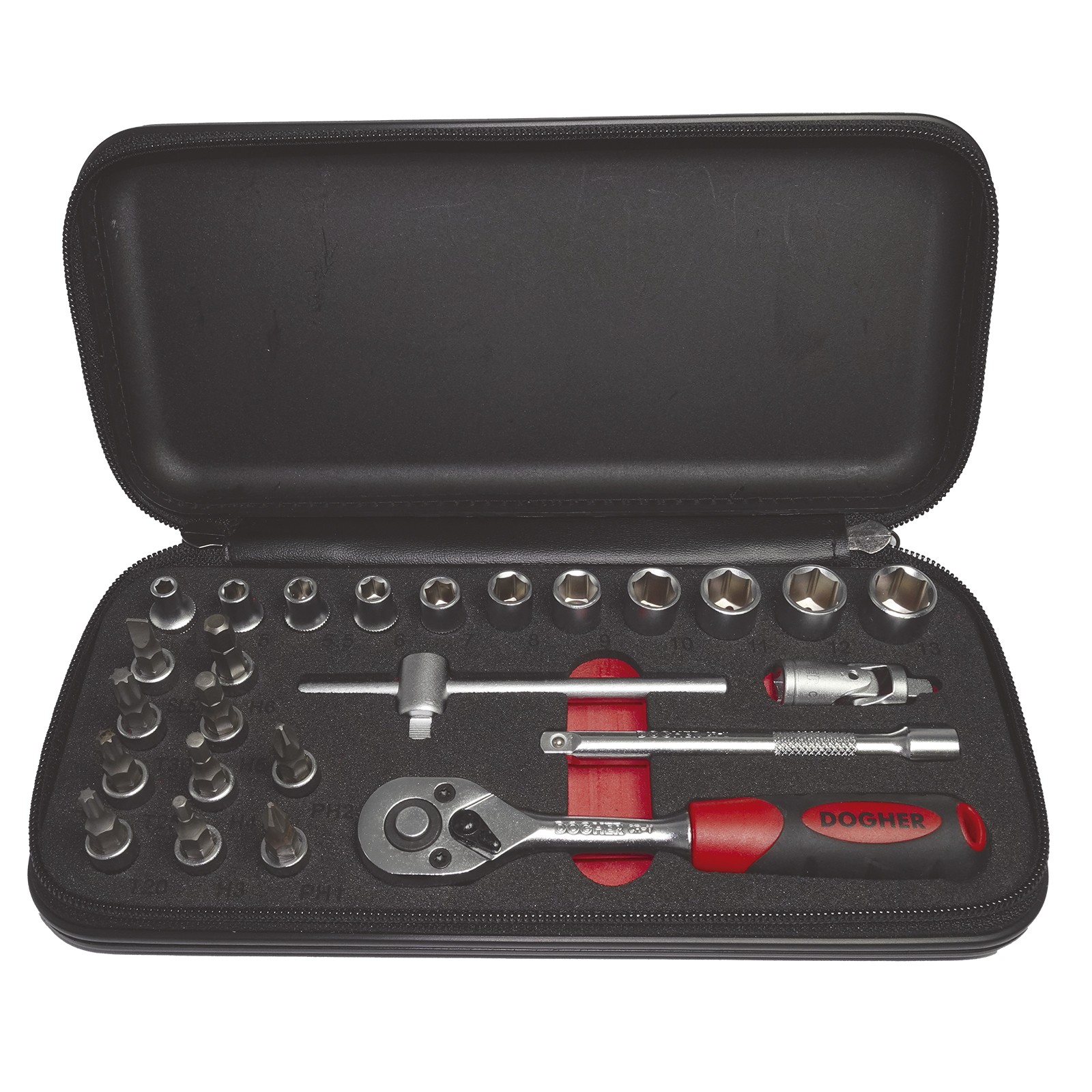 Juego DOGHER Llaves de Vaso Hexagonales de 1/4 En Estuche 25 Piezas