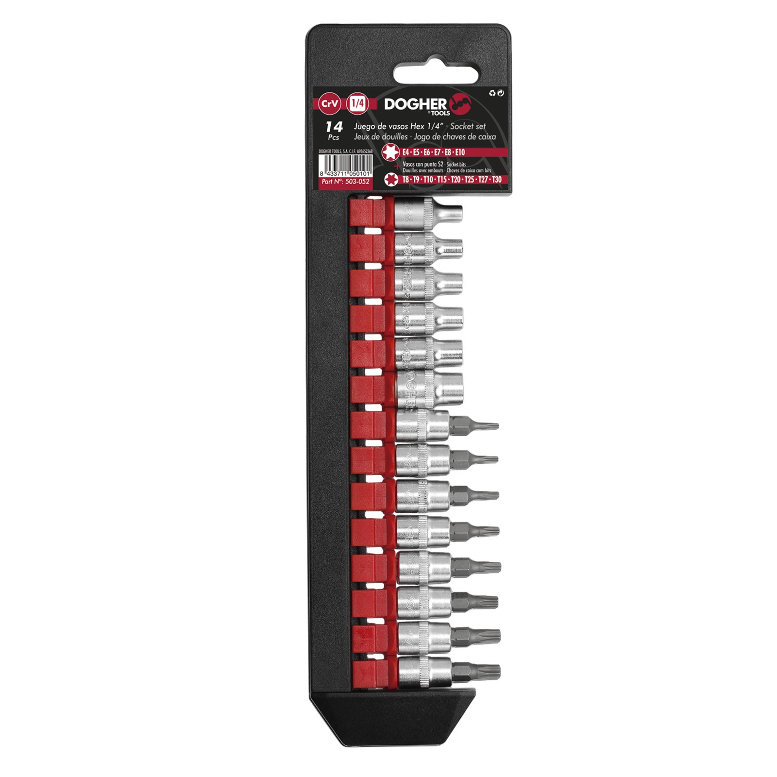 Juego DOGHER 14 Llaves de Vasos + Puntas Torx 1/4