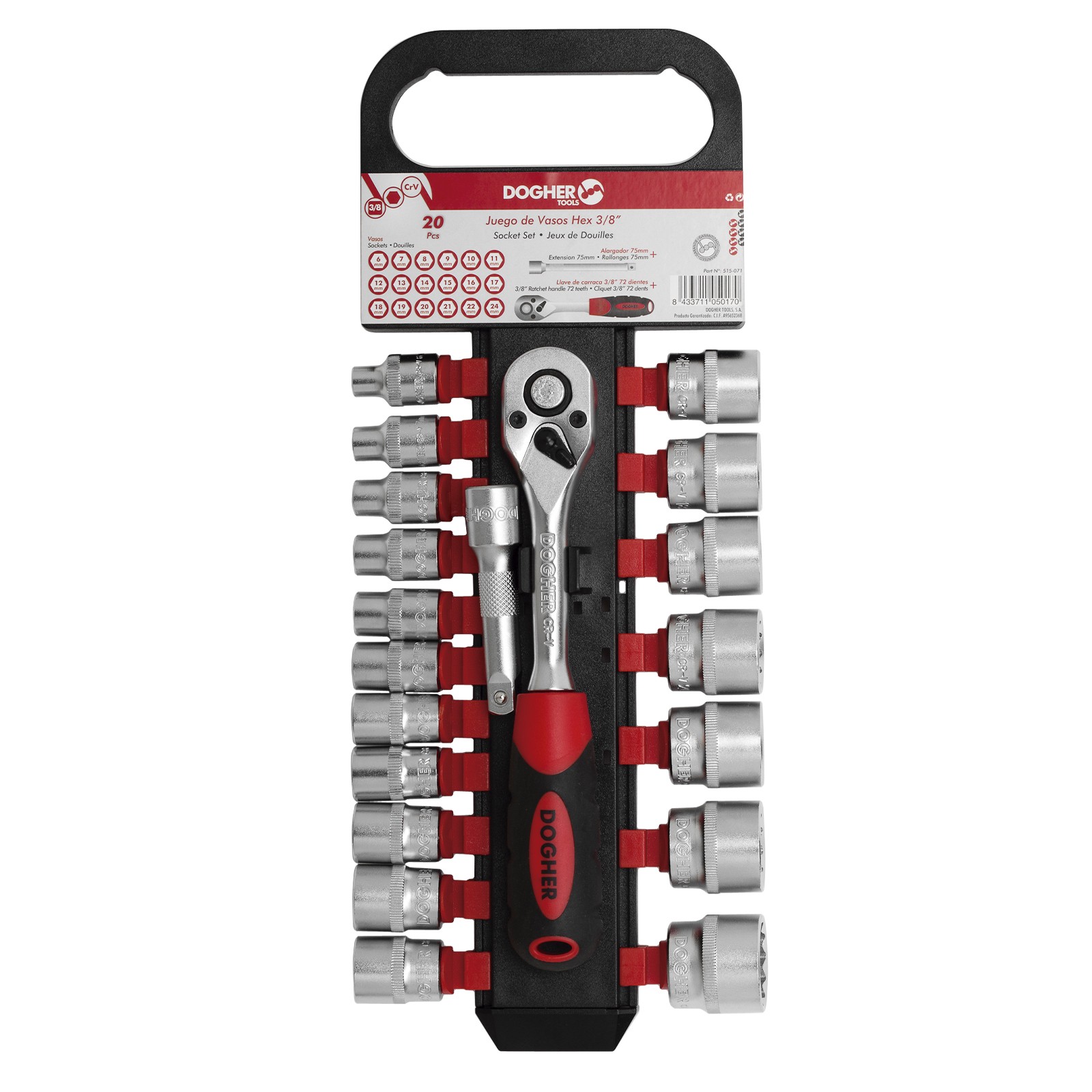 Juego DOGHER 20 Llaves de Vaso Bihexagonal 3/8
