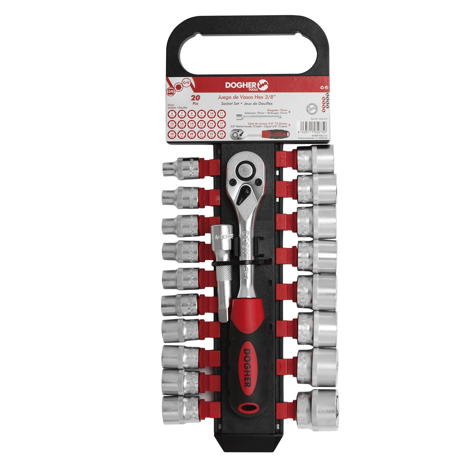 Juego DOGHER 20 Llaves de Vaso Hexagonal 3/8