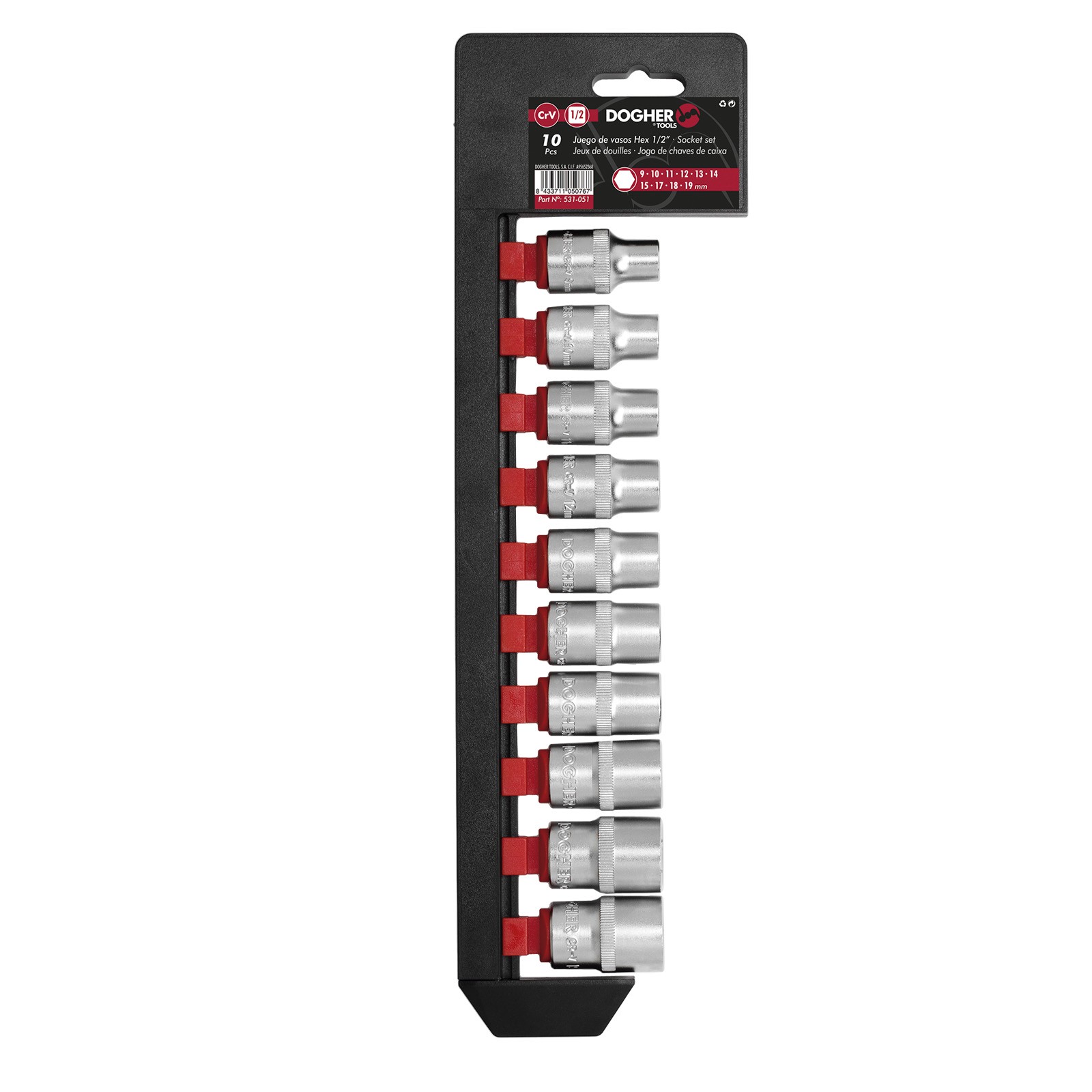 Juego DOGHER 10 Llaves de Vaso Hexagonal 1/2