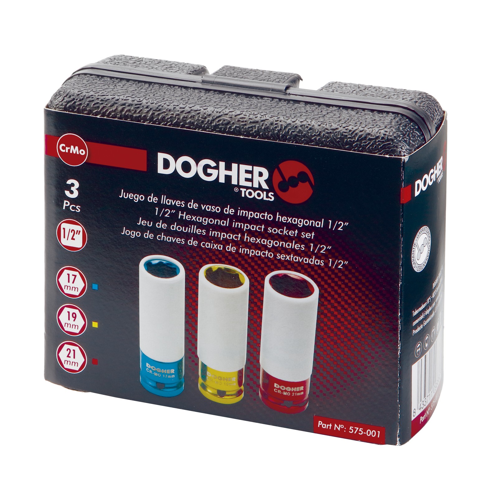 Juego DOGHER 3 Llave de Vaso Impacto Hexagonal 1/2 Llantas de Aluminio