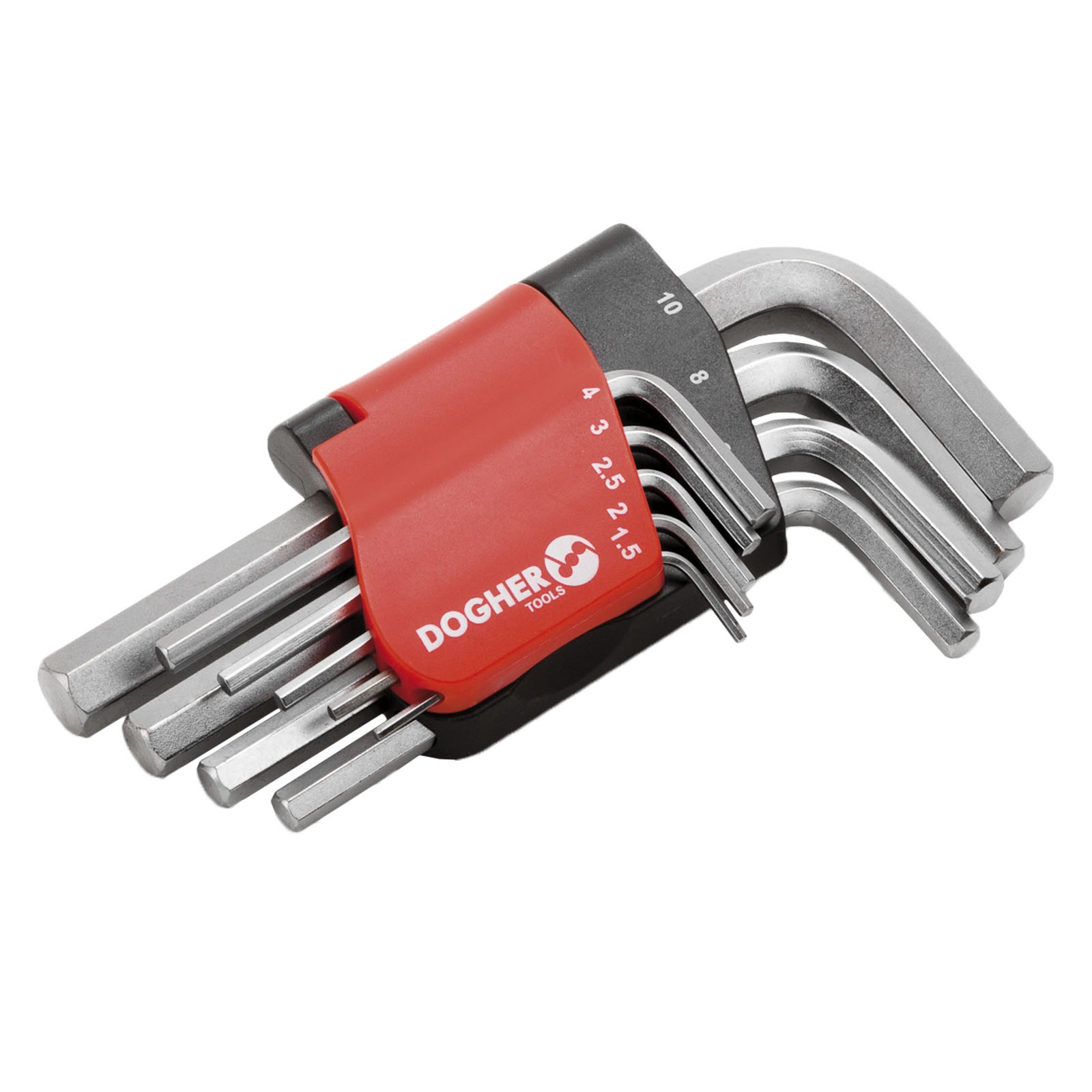 Juego DOGHER 9 Llaves Macho Hexagonal CrV Corta SAE 1/16-3/8