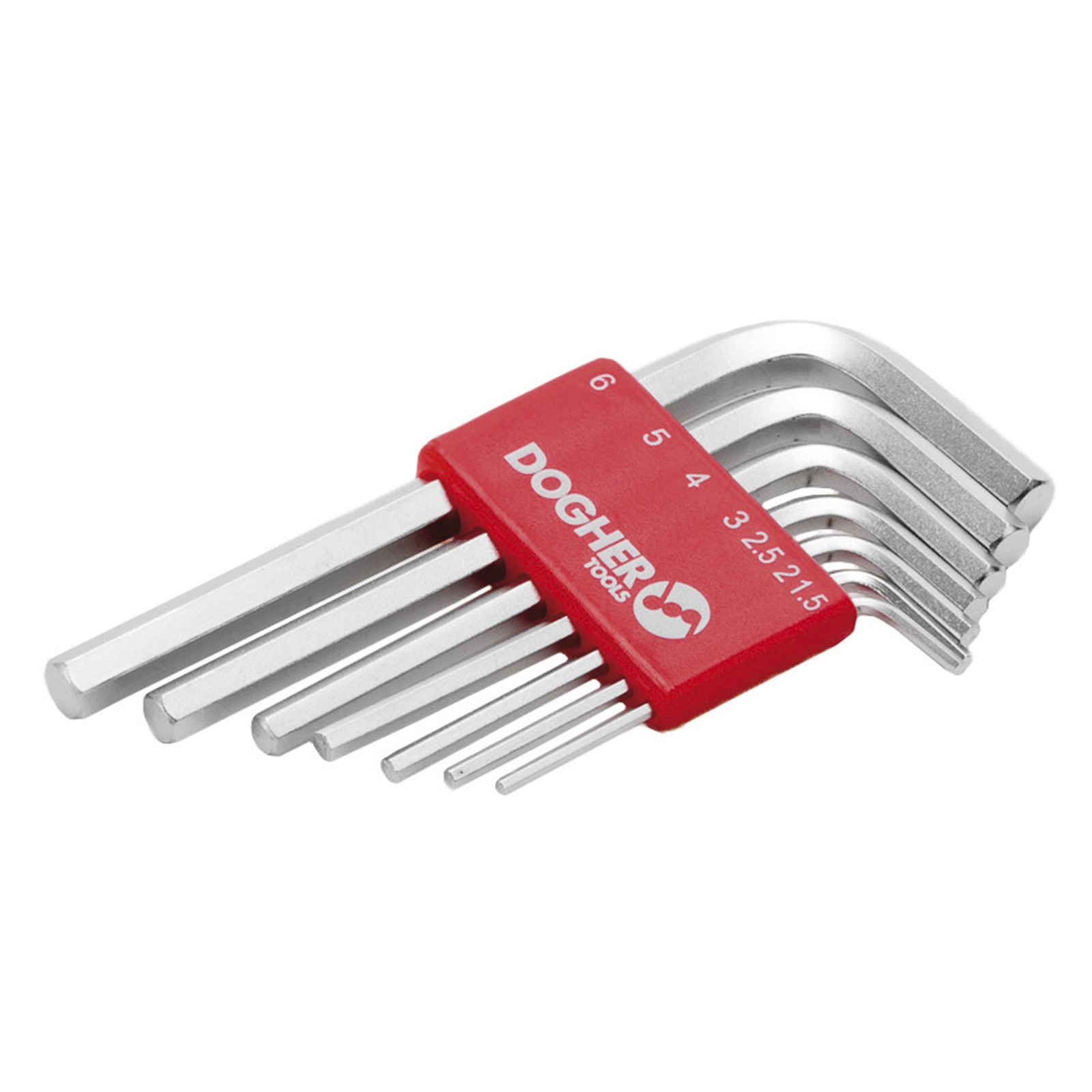 Juego DOGHER 7 Llaves Macho Hexagonal CrV Cortas 1,5-6mm