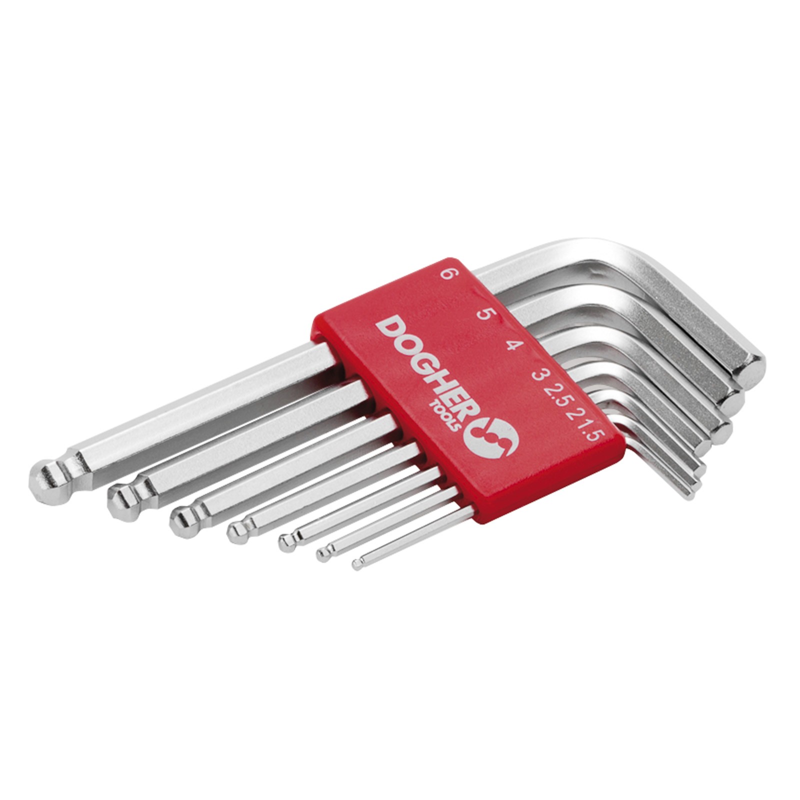 Juego DOGHER 7 Llaves Macho Hexagonal Redonda CrV Cortas 1,5-6mm