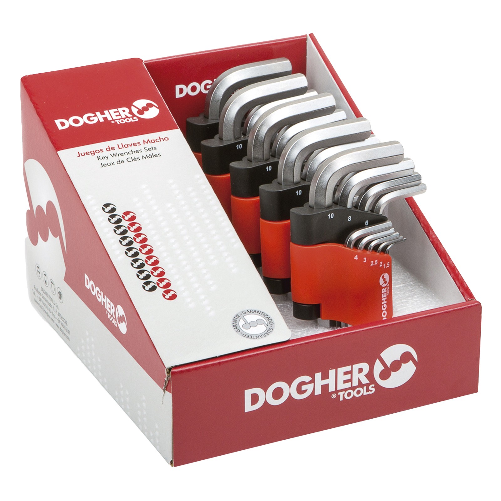 Expositor DOGHER Mostrador Juego 9 Llaves Macho Hexagonal Redonda CrV Corta 1,5-10mm