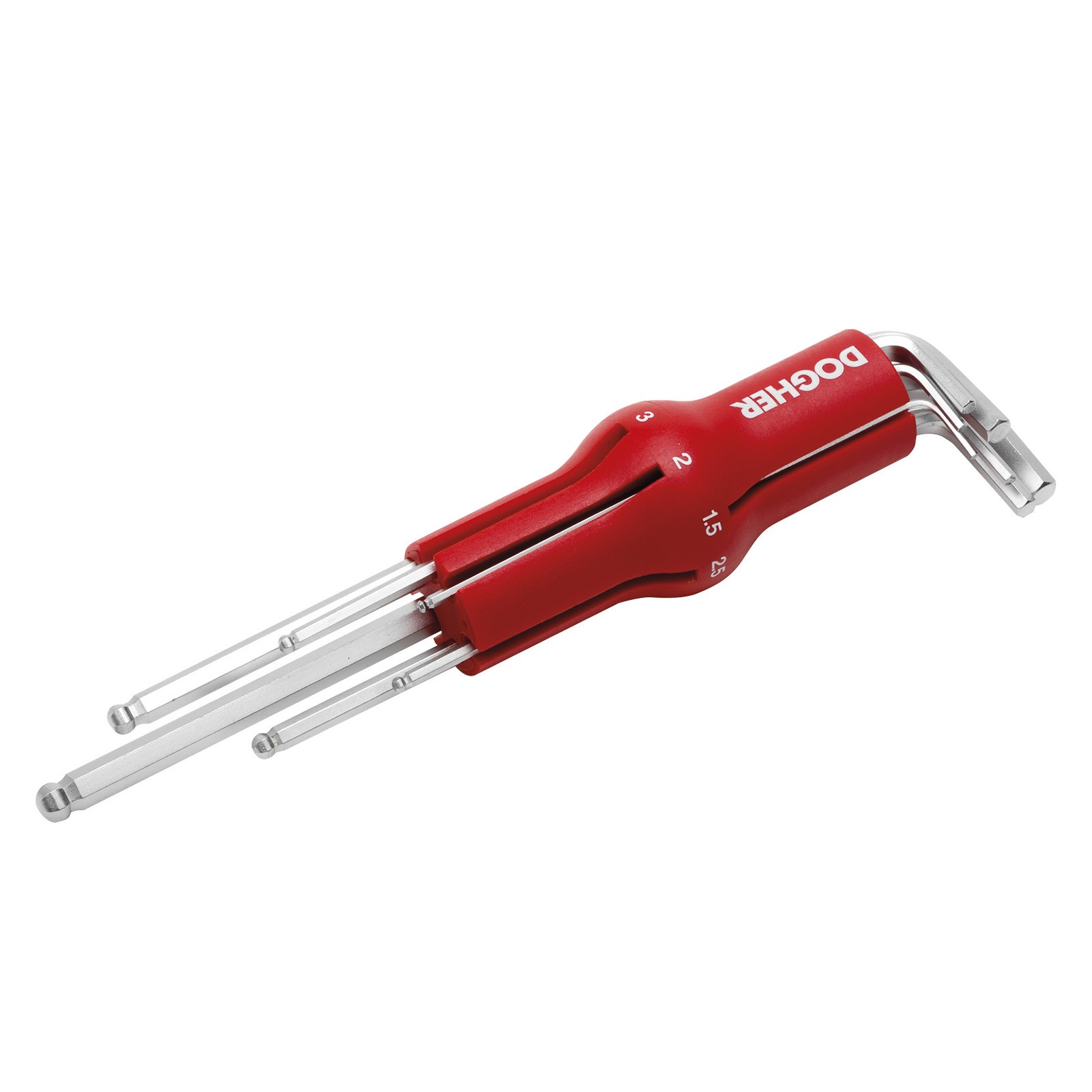 Juego DOGHER 7 Llaves Macho Hexagonal Redonda CrV Canutillo en T 1,5-6mm