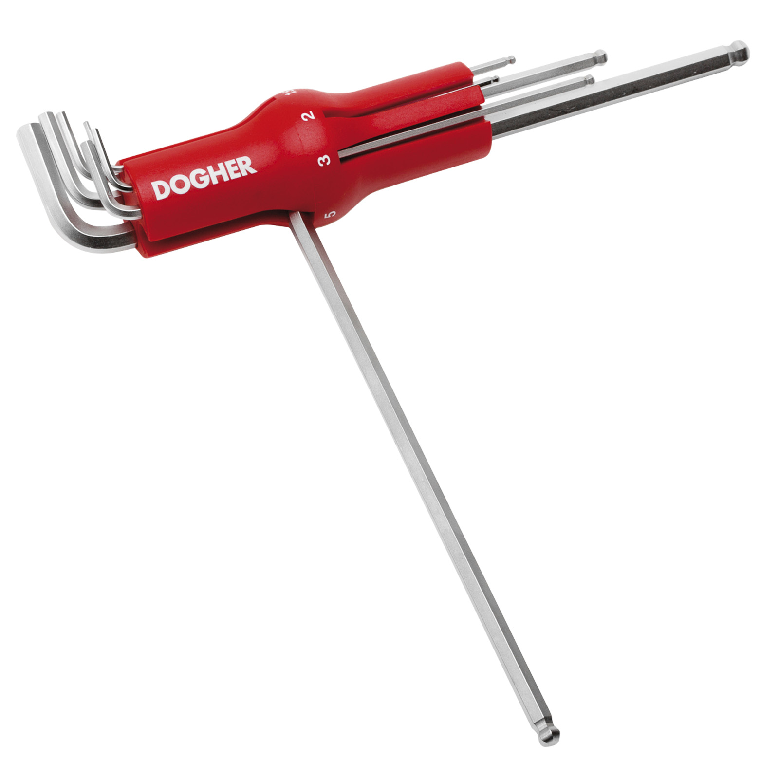 Juego DOGHER 7 Llaves Macho Hexagonal Redonda CrV Canutillo en T 1,5-6mm