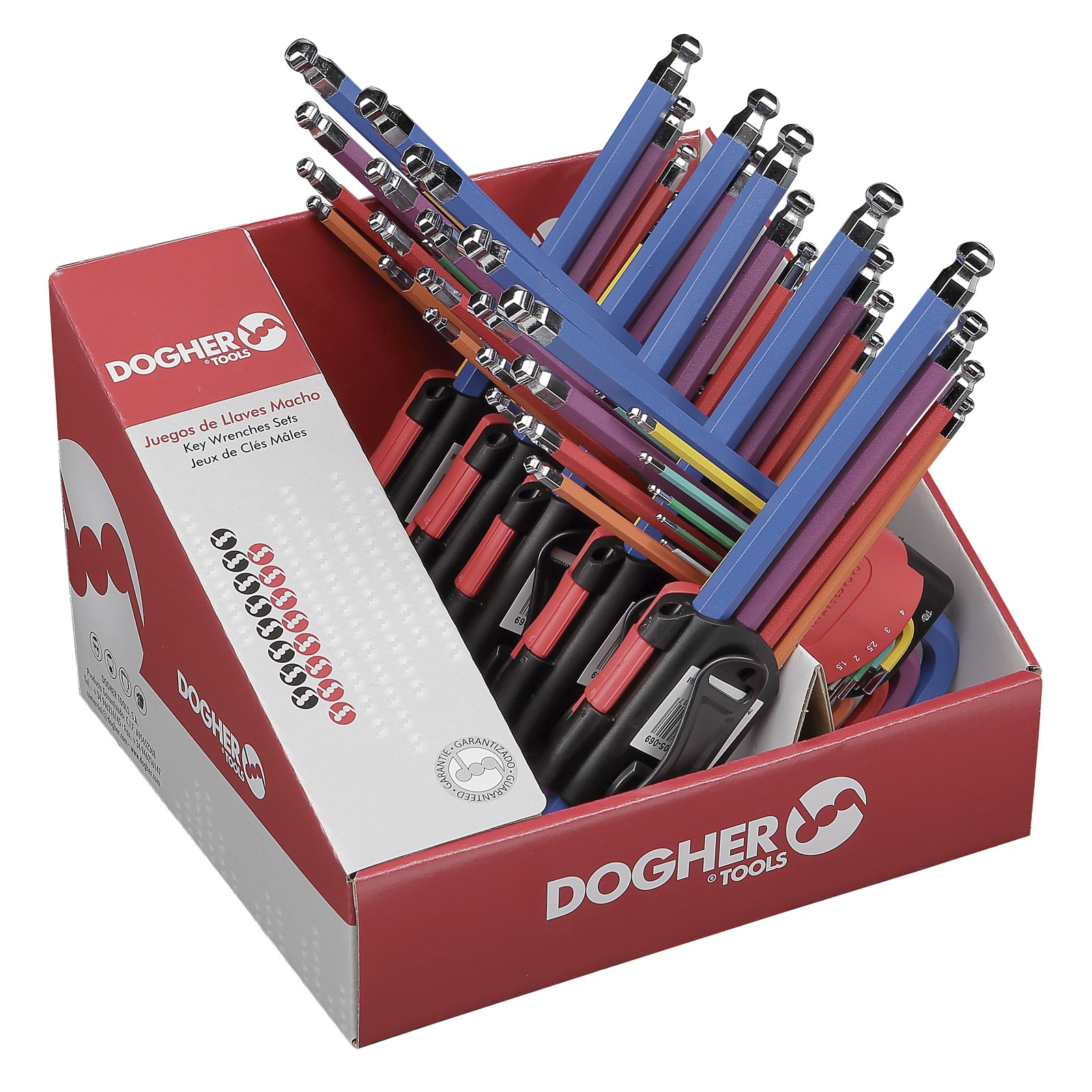 Imagen del producto Expositor DOGHER Mostrador Juego 9 Llaves Macho Hexagonal Redonda S2 Colores 1,5-10mm