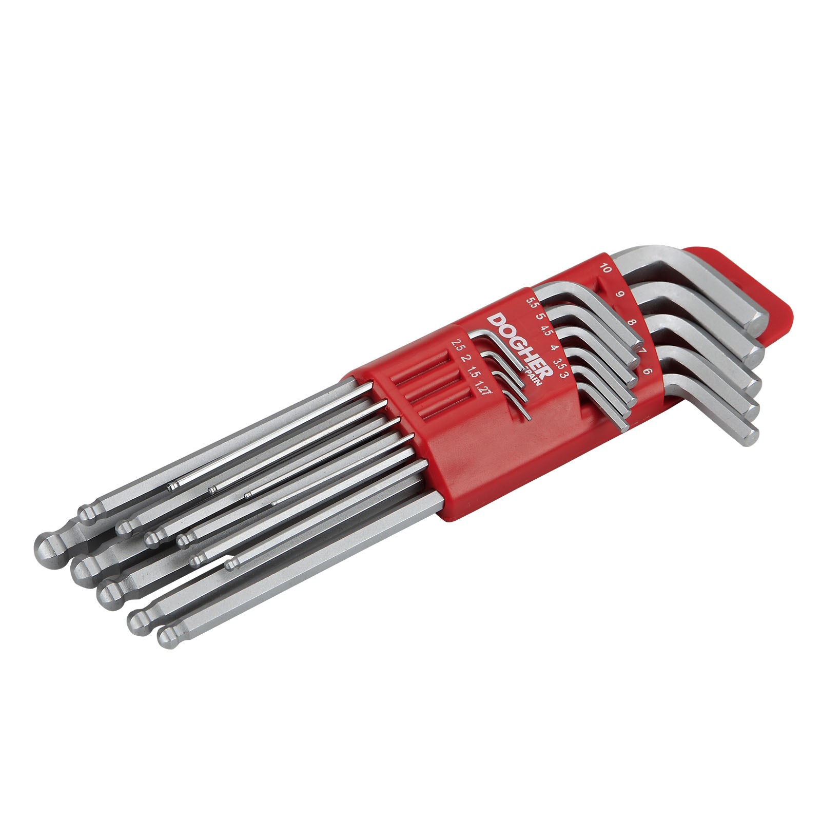 Juego DOGHER 15 Llaves Macho Hexagonal Redonda CrV Extra Larga 1,27-10mm