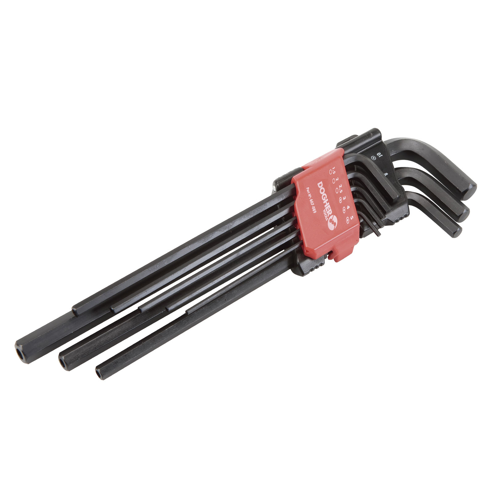 Juego DOGHER 9 Llaves Macho Hexagonal Seguridad Extra Larga Pavonada 1,5-10mm