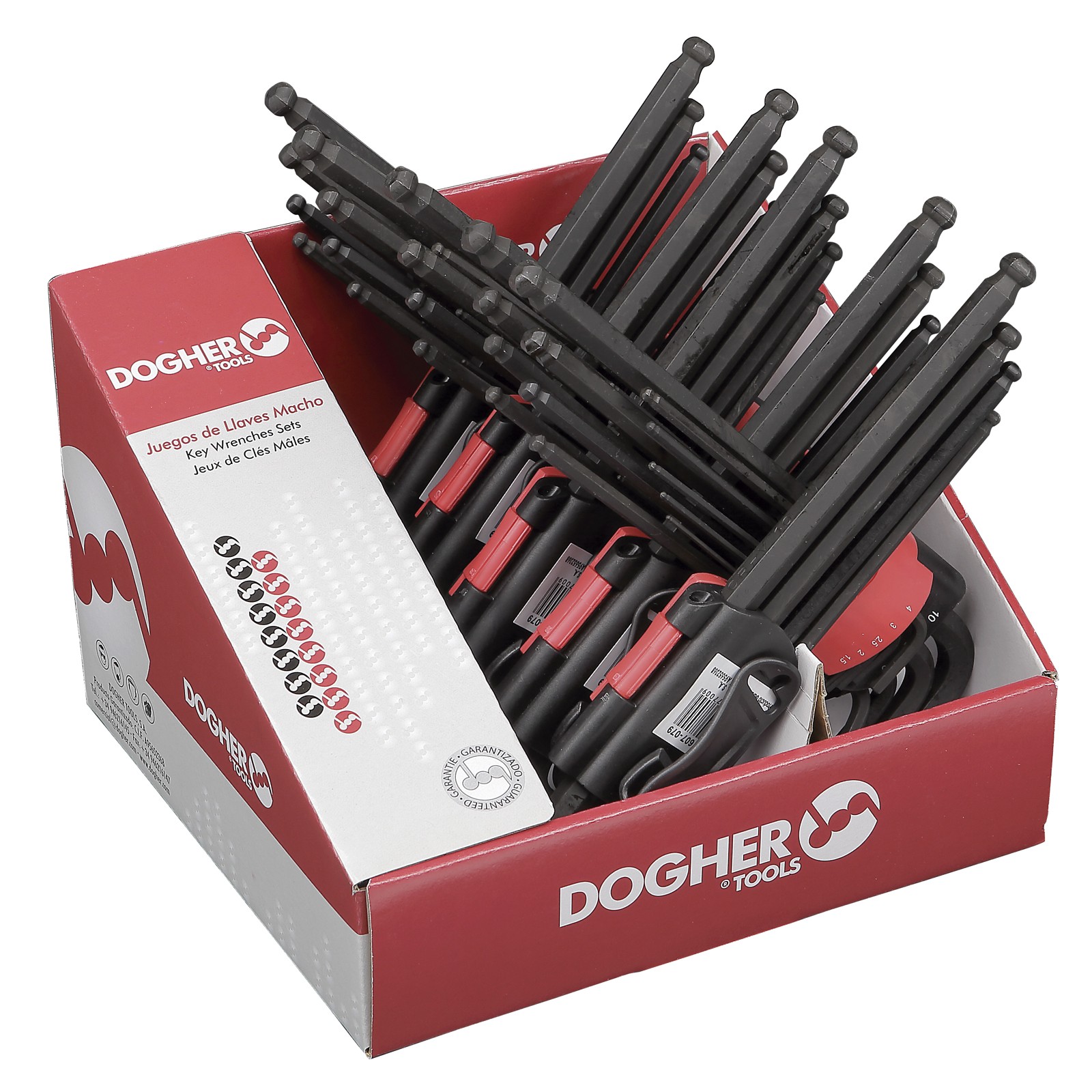 Expositor DOGHER Mostrador Juego 9 Llaves Macho Hexagonal Redonda Extra Larga Pavonado 1,5-10mm