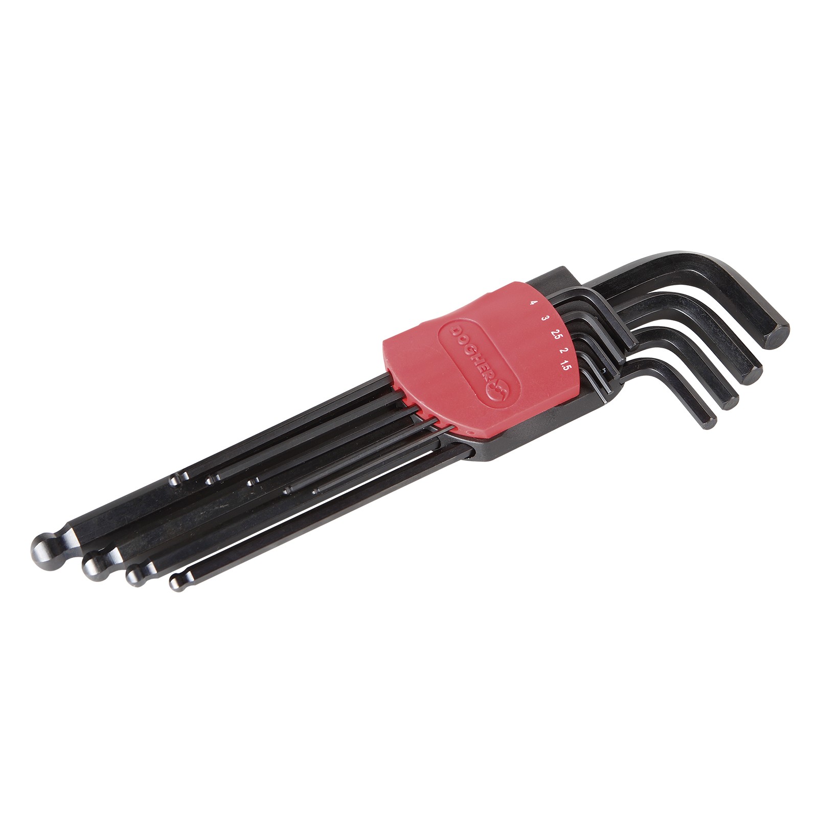 Juego DOGHER 9 Llaves Macho Hexagonal Redonda Extra Larga Pavonado 1,5-10mm