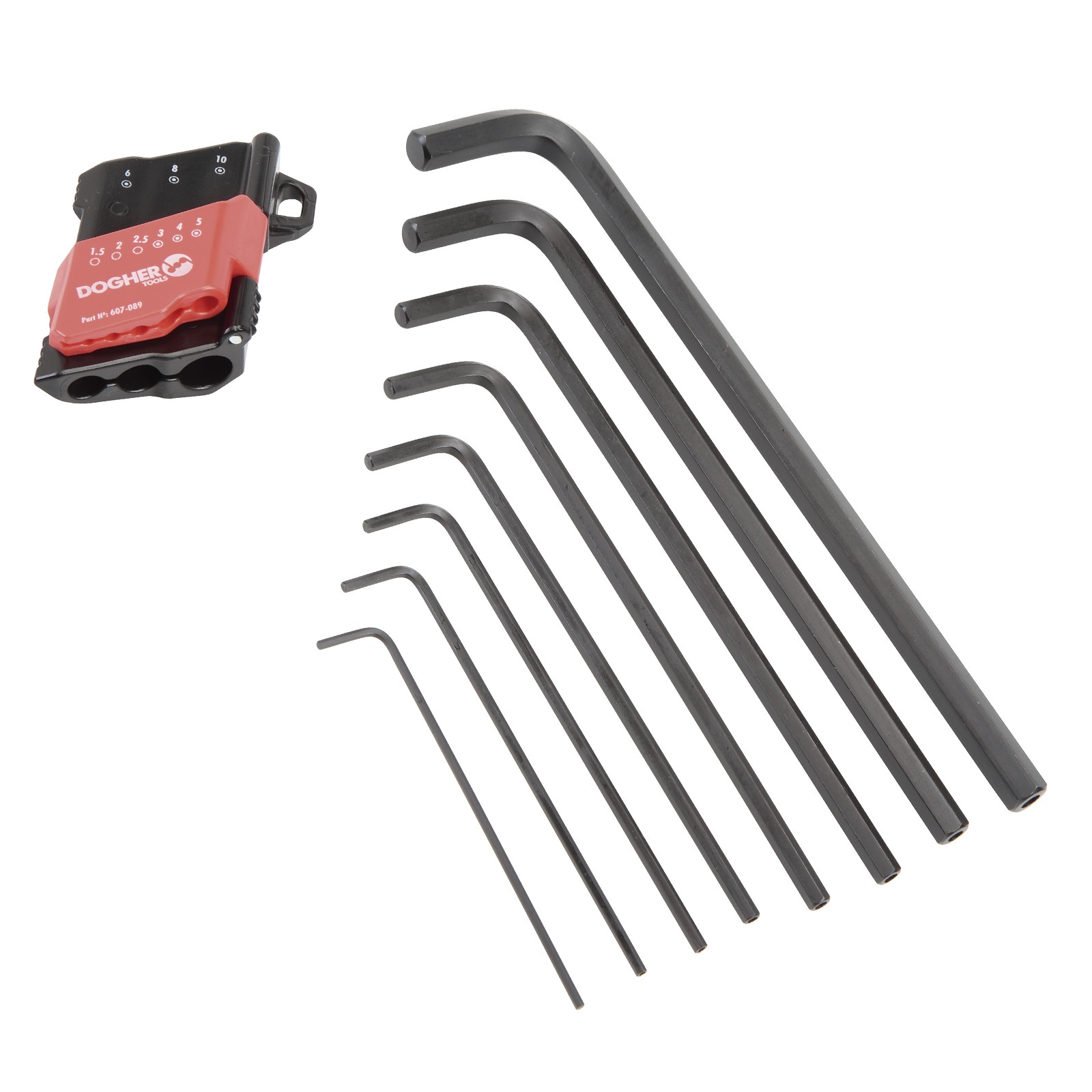 Juego DOGHER 9 Llaves Macho Hexagonal Seguridad Extra Larga Pavonada 1,5-10mm