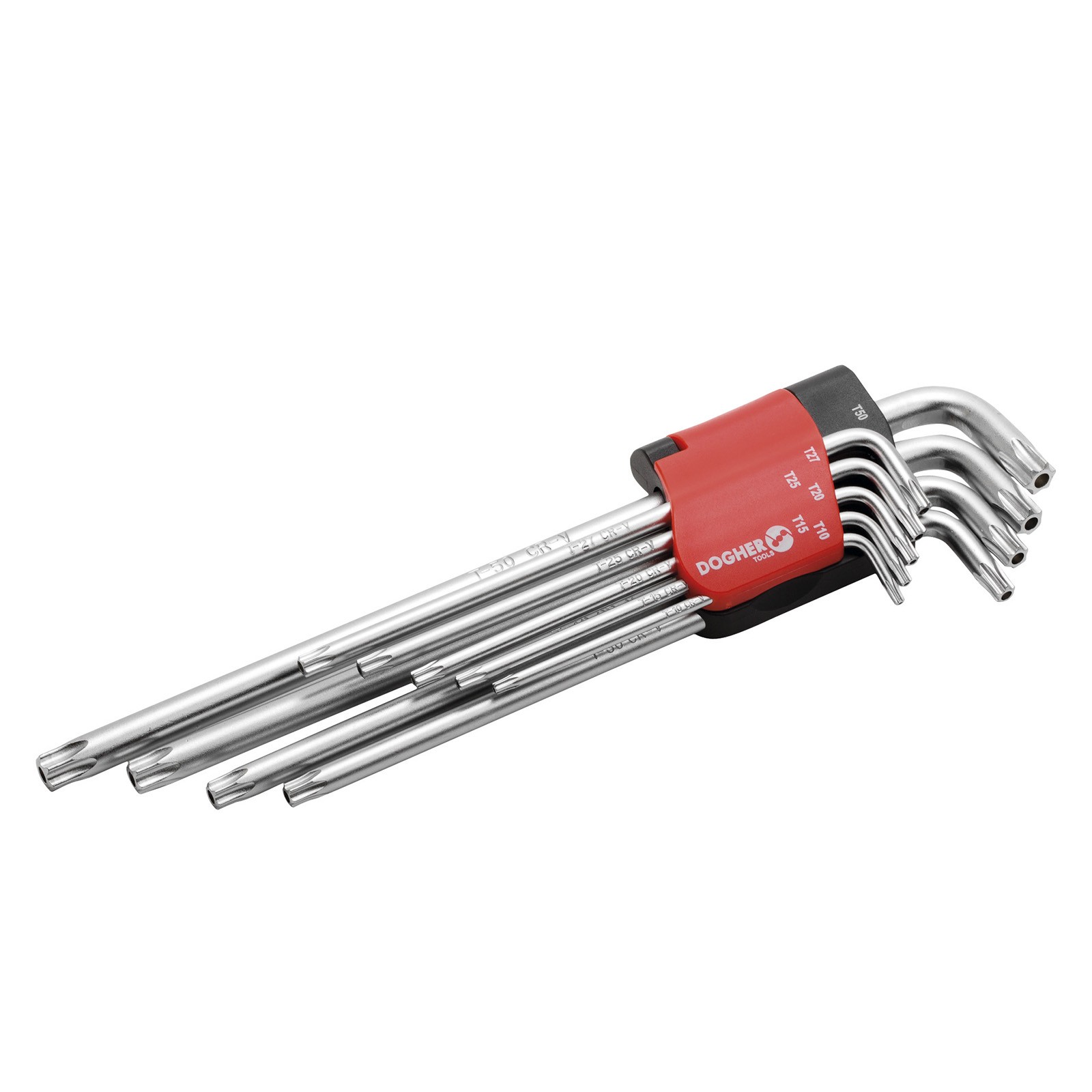 Juego DOGHER 9 Llaves Macho Torx Seguridad CrV Extra Larga T10-T50