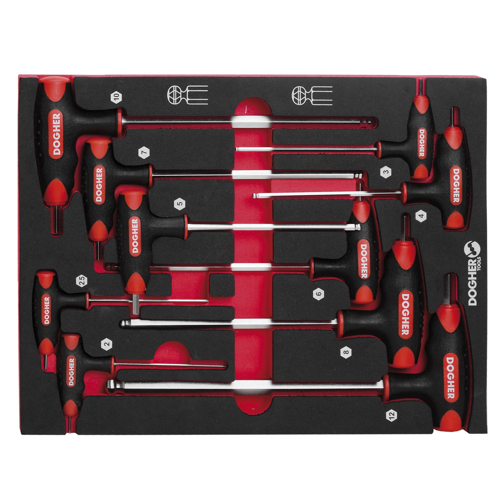 Bandeja Combinable DOGHER 1/2 10 Llaves T Hexagonal Redonda