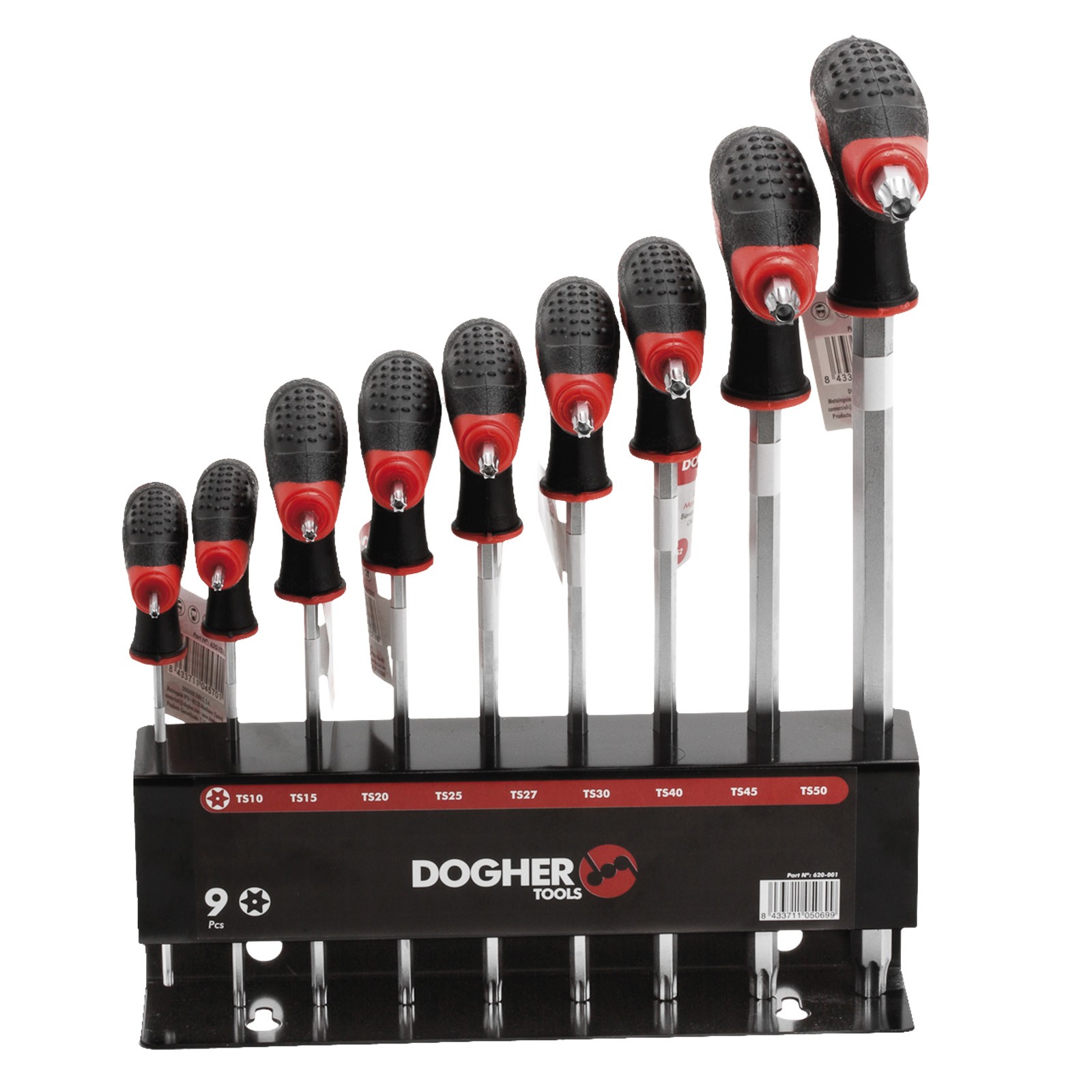 Expositor DOGHER 9 Llaves Macho con Empuñadura Bimaterial en T Torx Seguridad