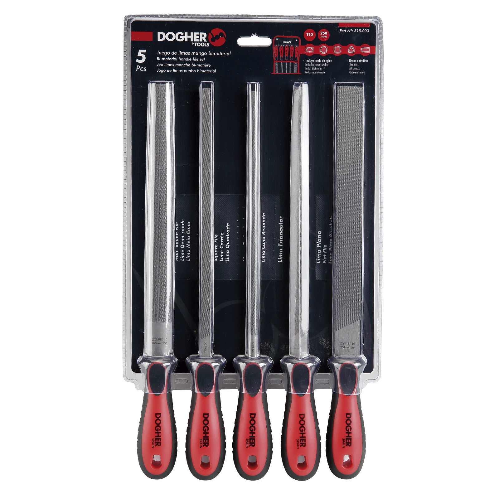Imagen del producto Juego 5 Limas DOGHER Mixto 250 mm en Blíster