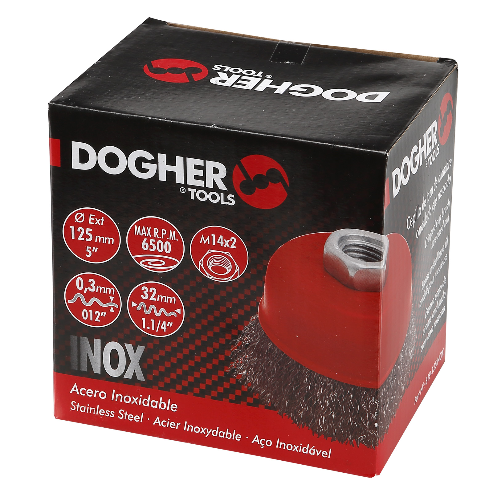 Cepillo Taza DOGHER Alambre Ondulado 0,30 mm Acero Inoxidable Eje M14