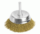 Cepillo Taza Alambre Ondulado 0,30 mm Acero Latonado Espiga 6 mm 75 mm