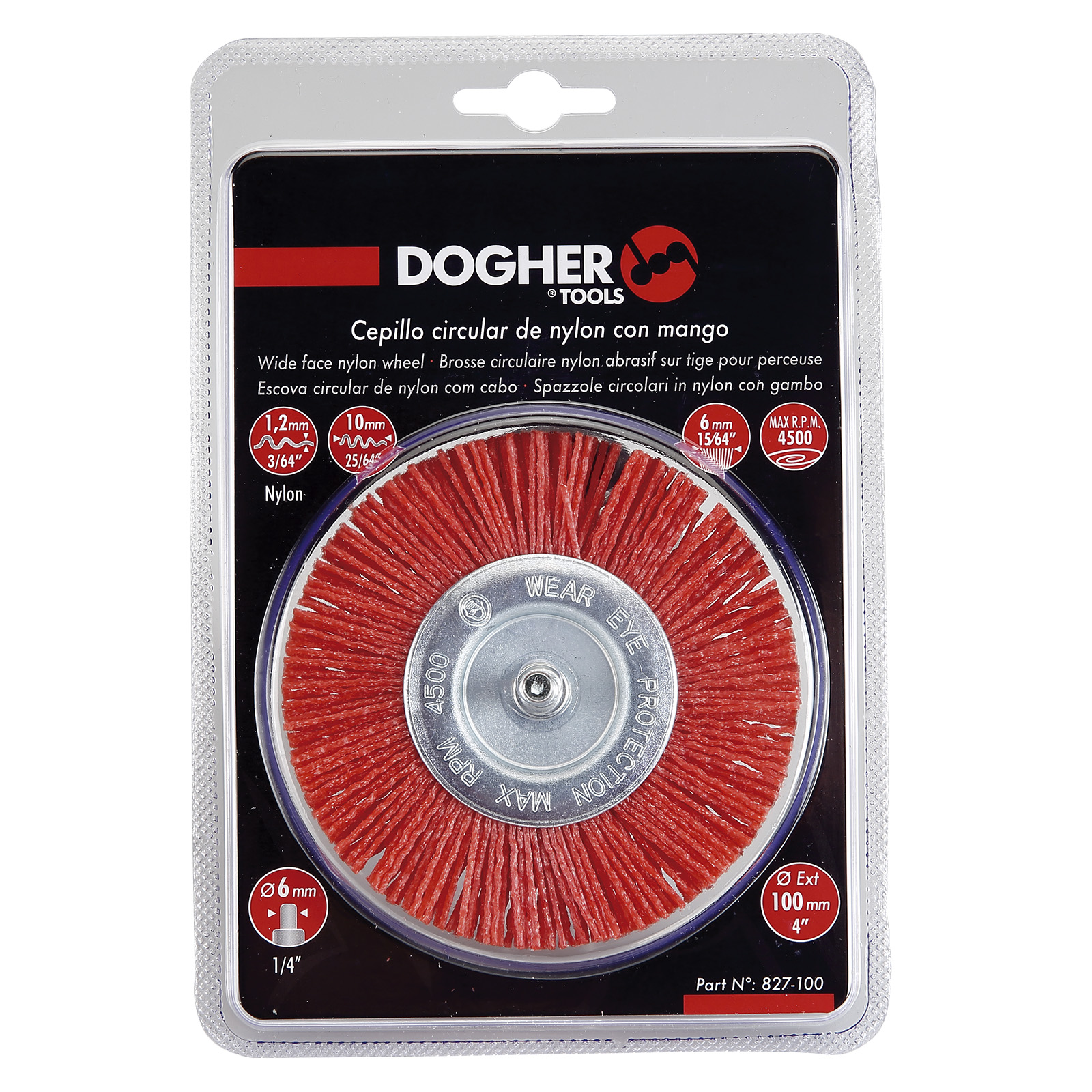 Cepillo Circular DOGHER Ondulado Nylon Espiga 6 mm