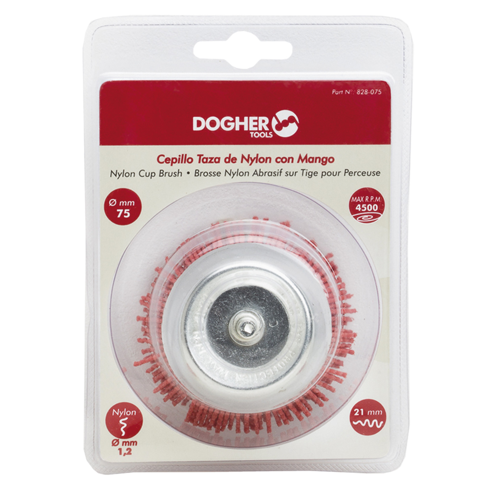 Cepillo Taza DOGHER Ondulado Nylon Espiga 6 mm