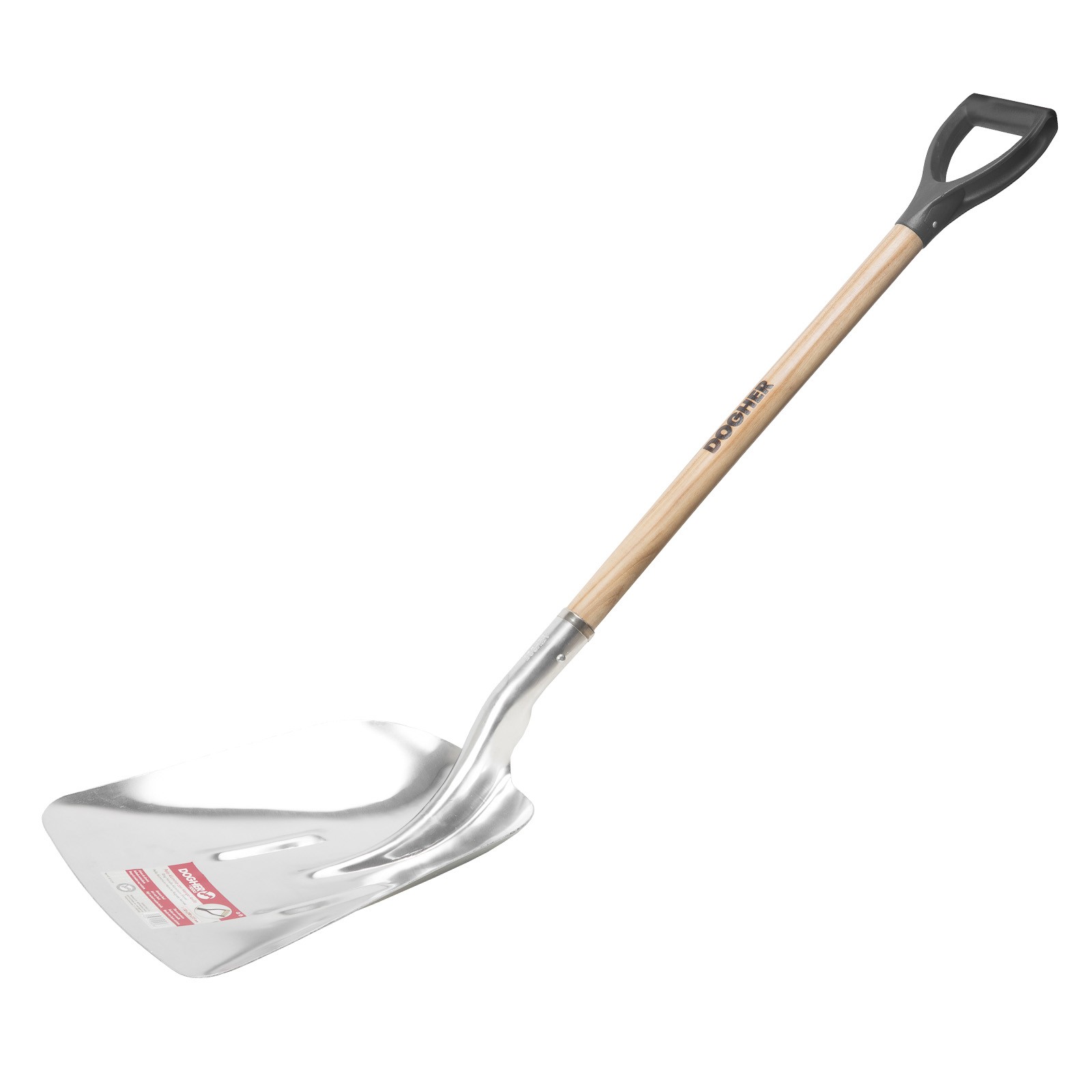 Pala Aluminio DOGHER 390X315 mm Mango Madera Anilla 1130 mm