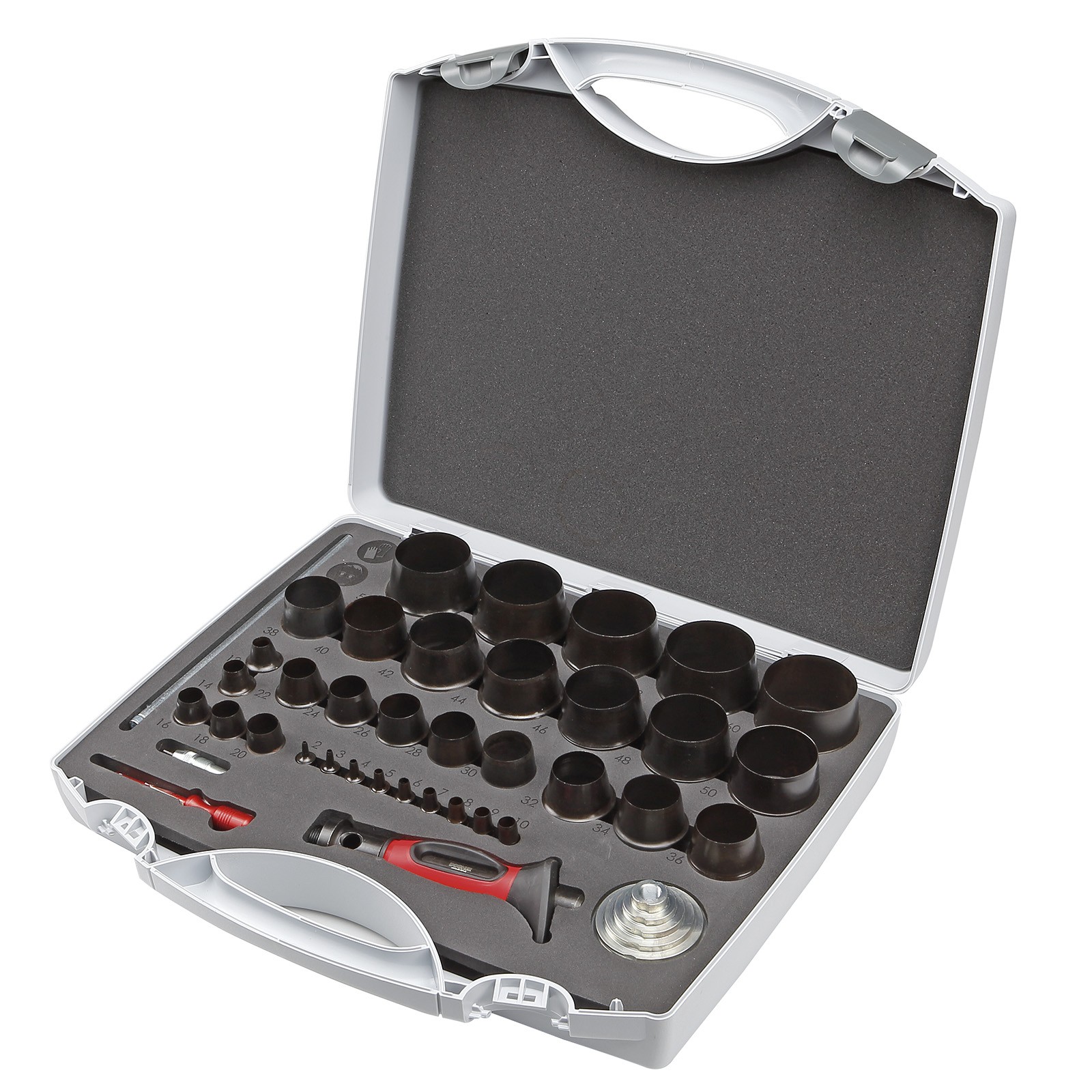 Juego DOGHER 39 Piezas Sacabocados Mango Bimaterial con Bocas 2-60 mm 39