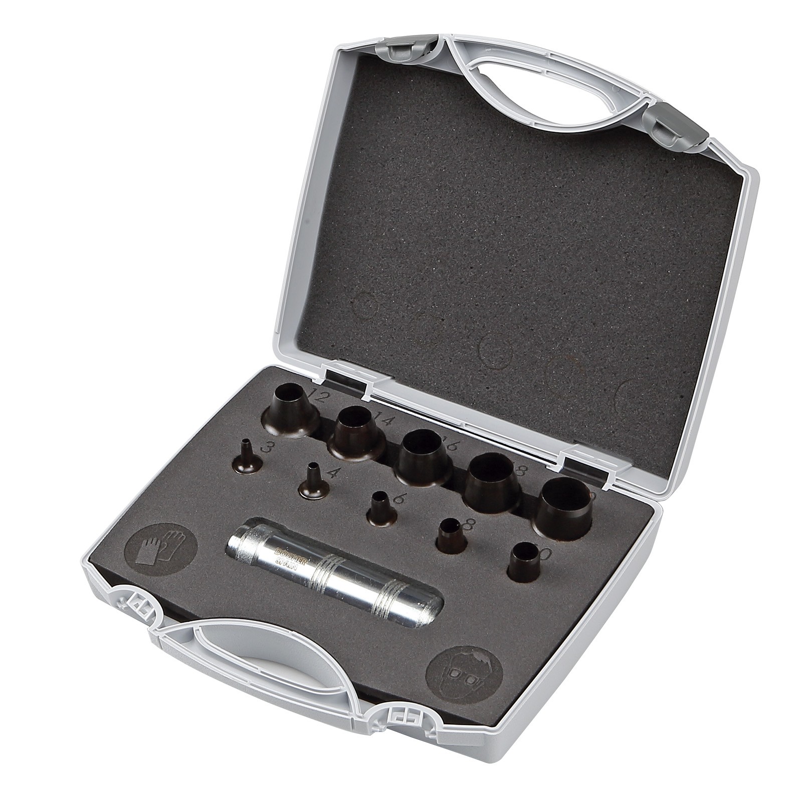 Juego DOGHER 11 Piezas Sacabocados con Bocas de 3-20 mm