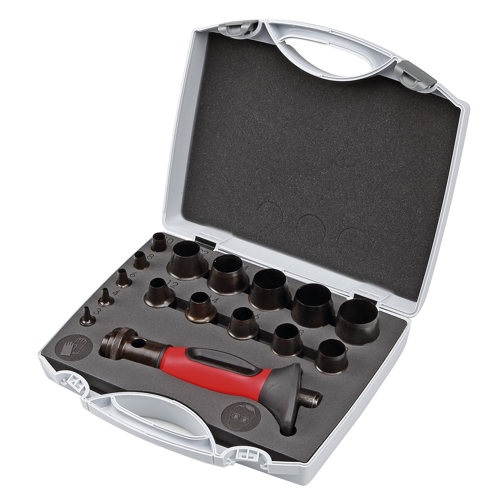 Juego DOGHER 16 Piezas Sacabocados Mango Bimaterial con Bocas de 3-30 mm