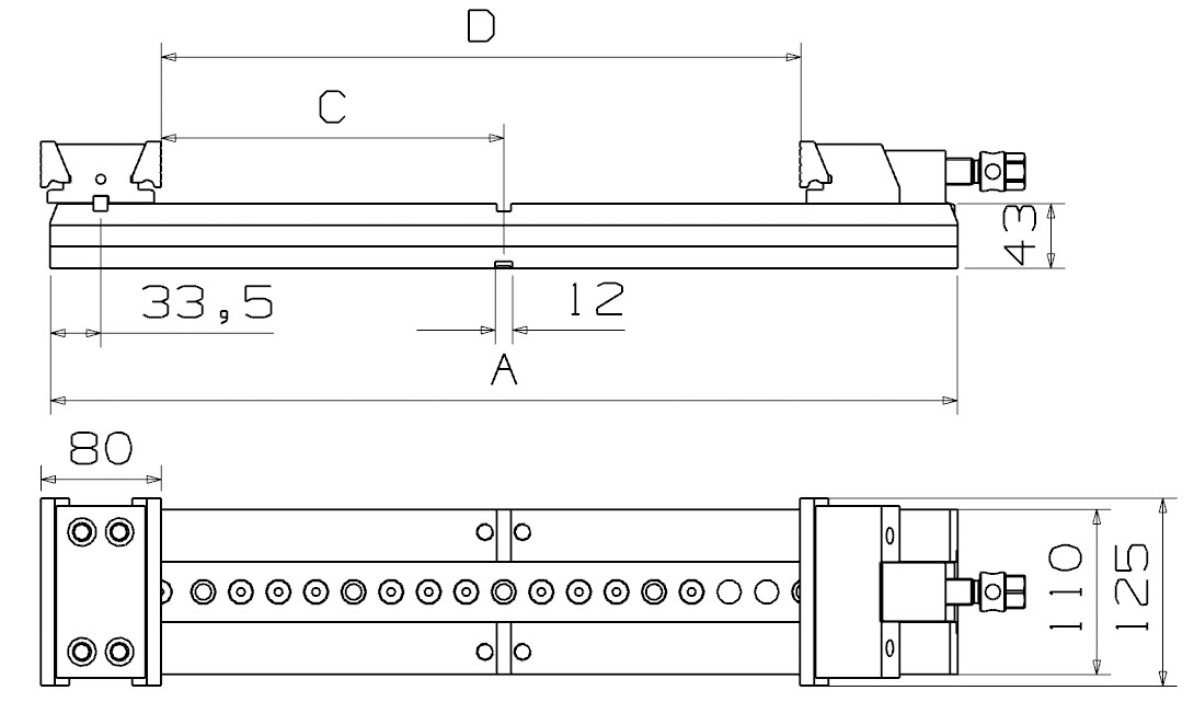 MORDAZA FORZA DOBLE DESCENDENTE DE 125MM