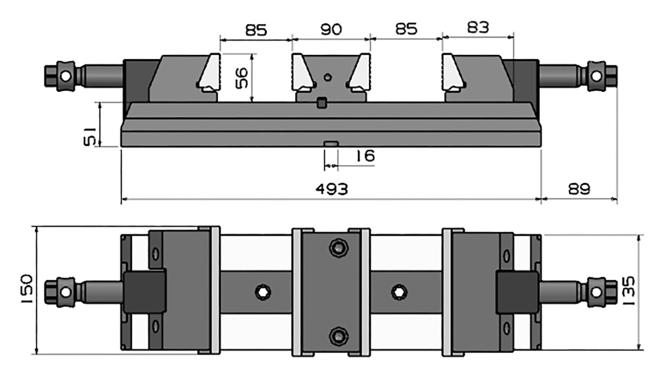 MORDAZA FORZA DOBLE CON BOCA DE 150MM DESCENDENTE