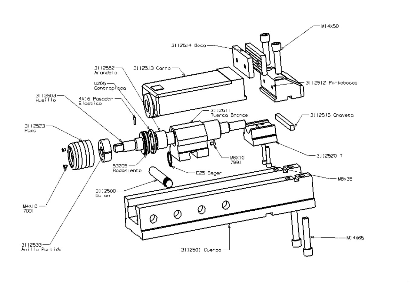 MORDAZA FORZA CLÁSICA MECÁNICA CON CARRO DE ALUMINIO