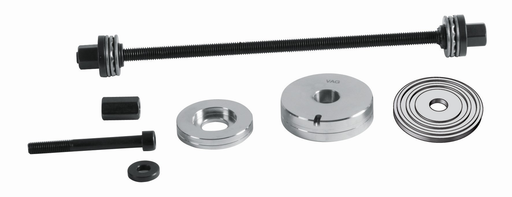 JUEGO FORZA PARA EXTRAER BUJES DE LA  RUEDA DELANTERA VAG