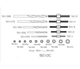 JUEGO EXTRACTOR DE TORNILLO ROTO FORZA CON BROCAS Y GUÍAS SERIE 5010C