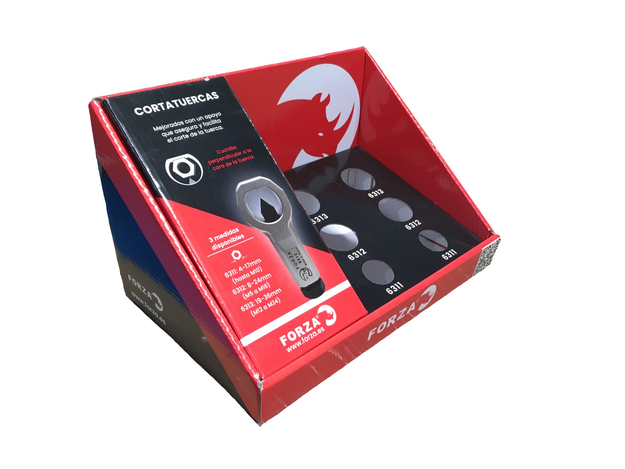 EXPOSITOR DE CARTÓN PARA CORTATUERCAS FORZA