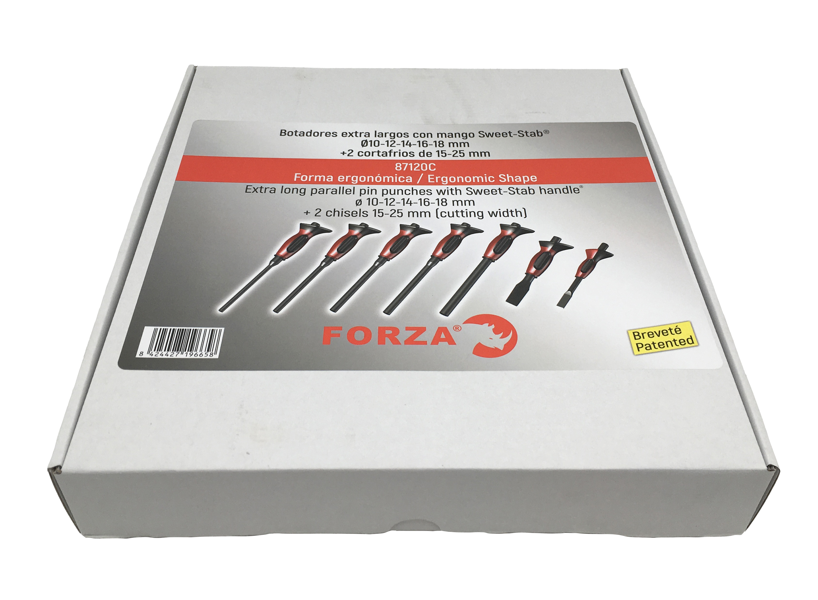 JUEGO DE 5 BOTADORES LARGOS FORZA DE 10-12-14-16-18MM Y DOS CORTAFRÍOS FORZA DE 15 y 25MM