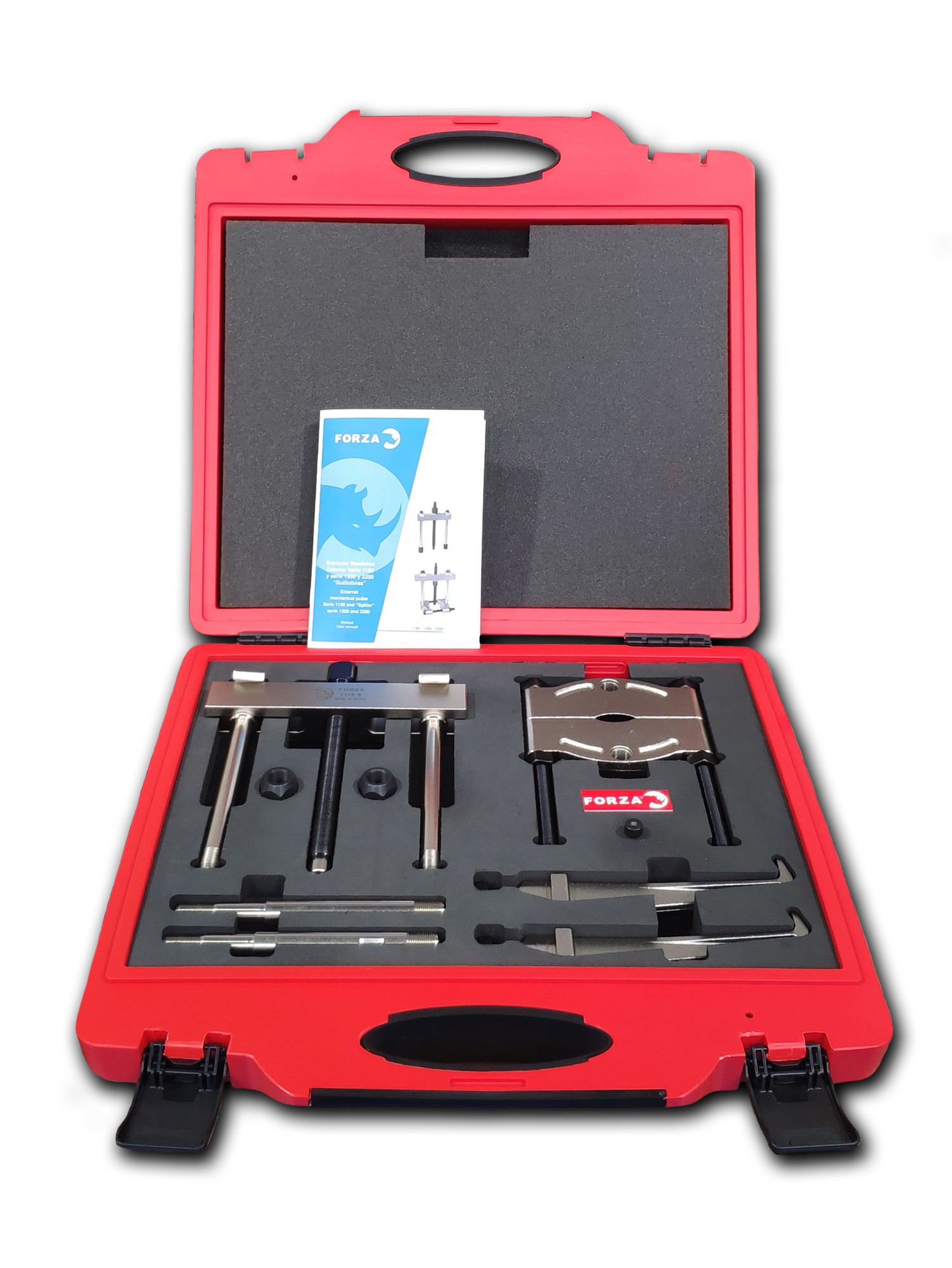 JUEGO DE EXTRACTORES FORZA SERIE C1110SC DE PUENTE GUILLOTINA Y PATAS EN MALETÍN