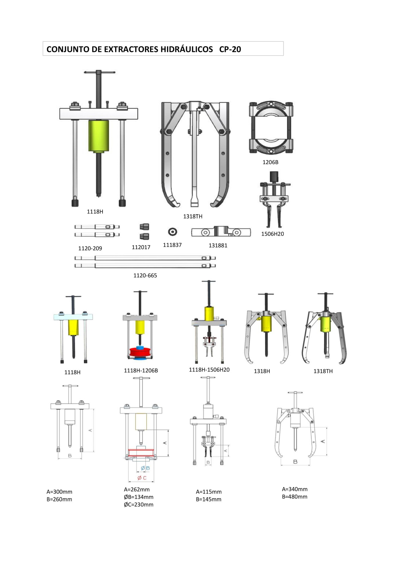 CONJUNTO EXTRACTOR HIDRÁULICO COMPLETO FORZA SERIE CP