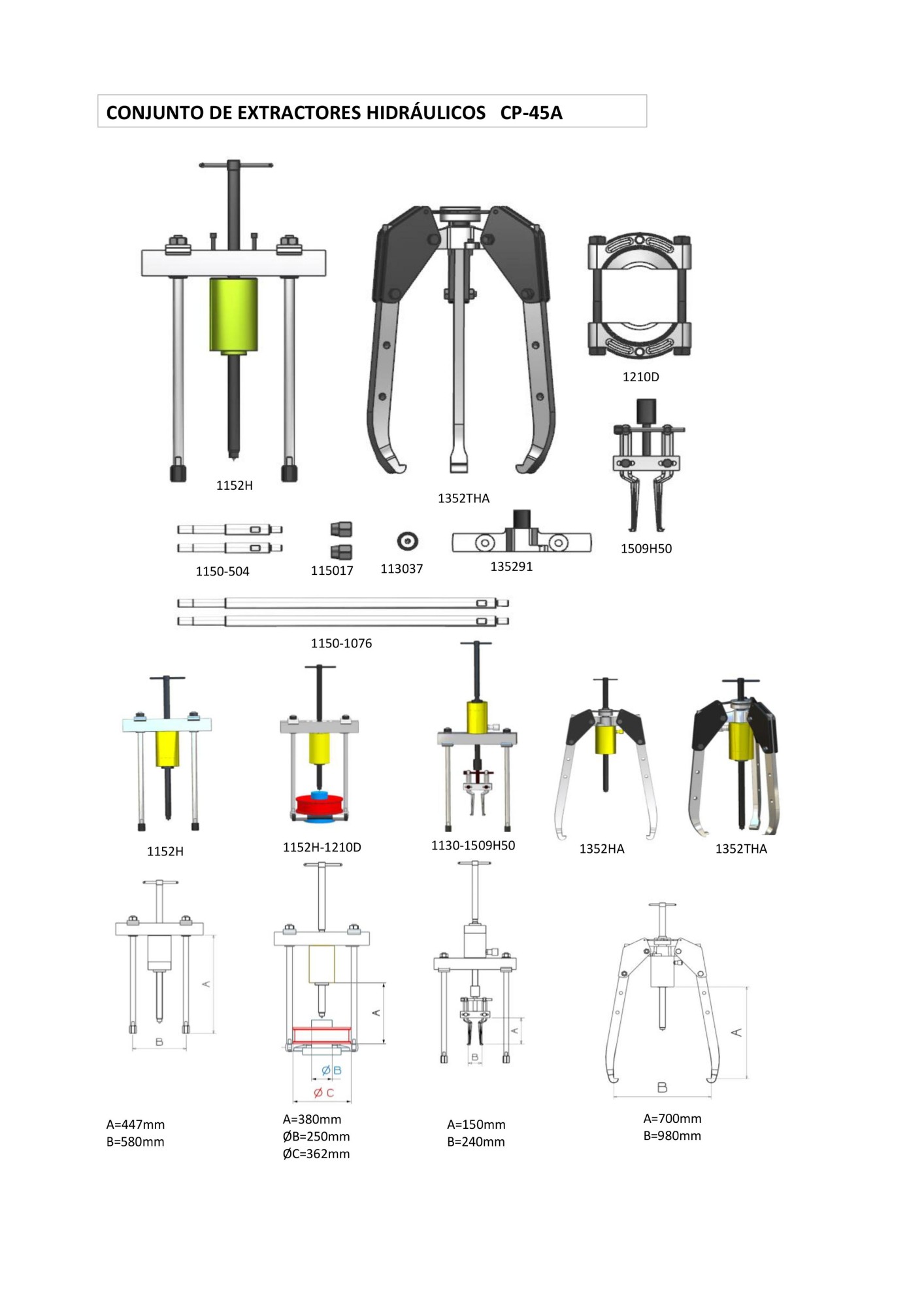 CONJUNTO EXTRACTOR HIDRÁULICO COMPLETO FORZA SERIE CPA