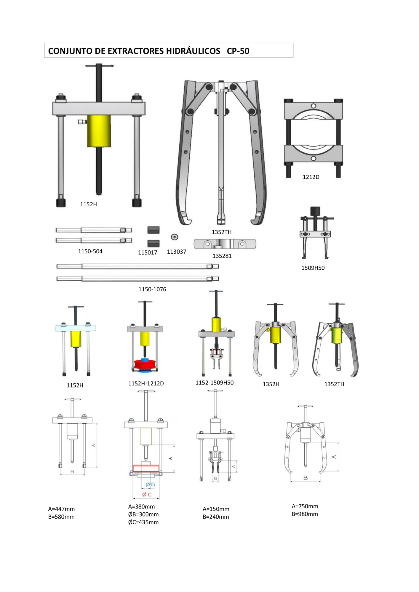 CONJUNTO EXTRACTOR HIDRÁULICO COMPLETO FORZA SERIE CP