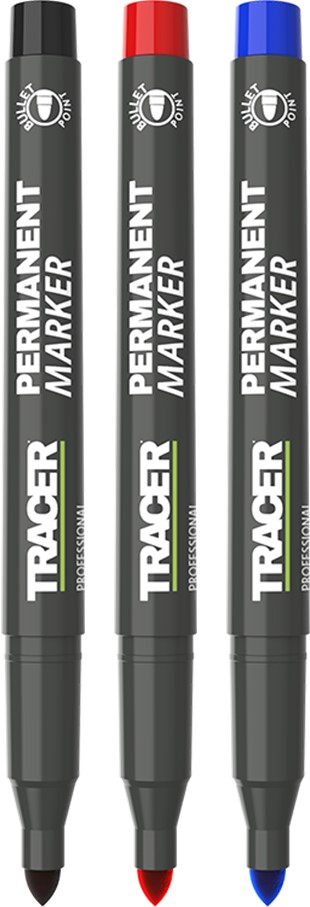 Marcadores industriales de construcción TRACER (negro, azul, rojo)