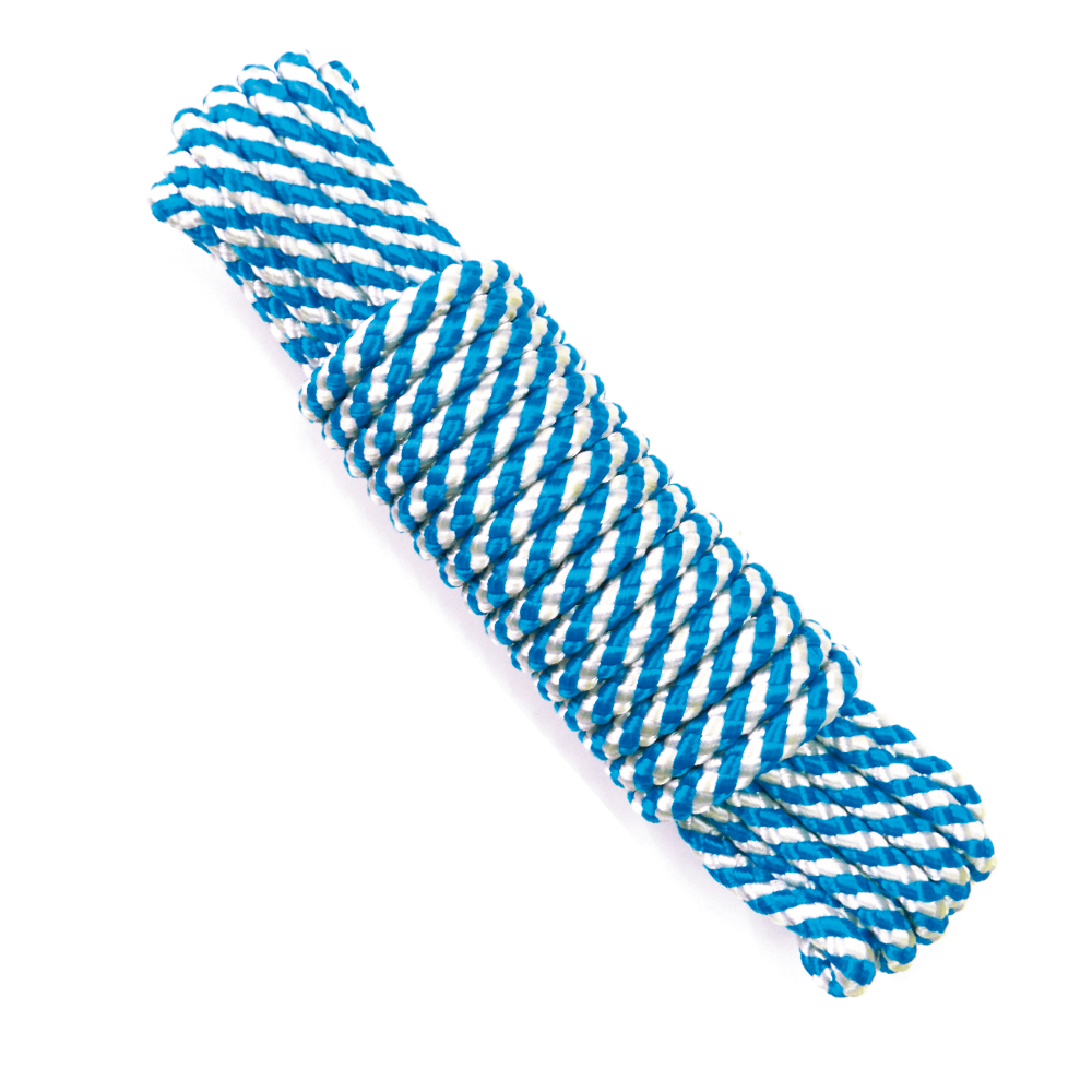 CUERDA DE POLIPROPIELENO TRENZADA 12MMØ COLOR BLANCO/AZUL