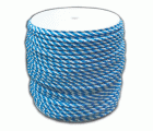 CUERDA DE PP TRENZADA 12MMØ - color BLANCO/AZUL - bobina 100M