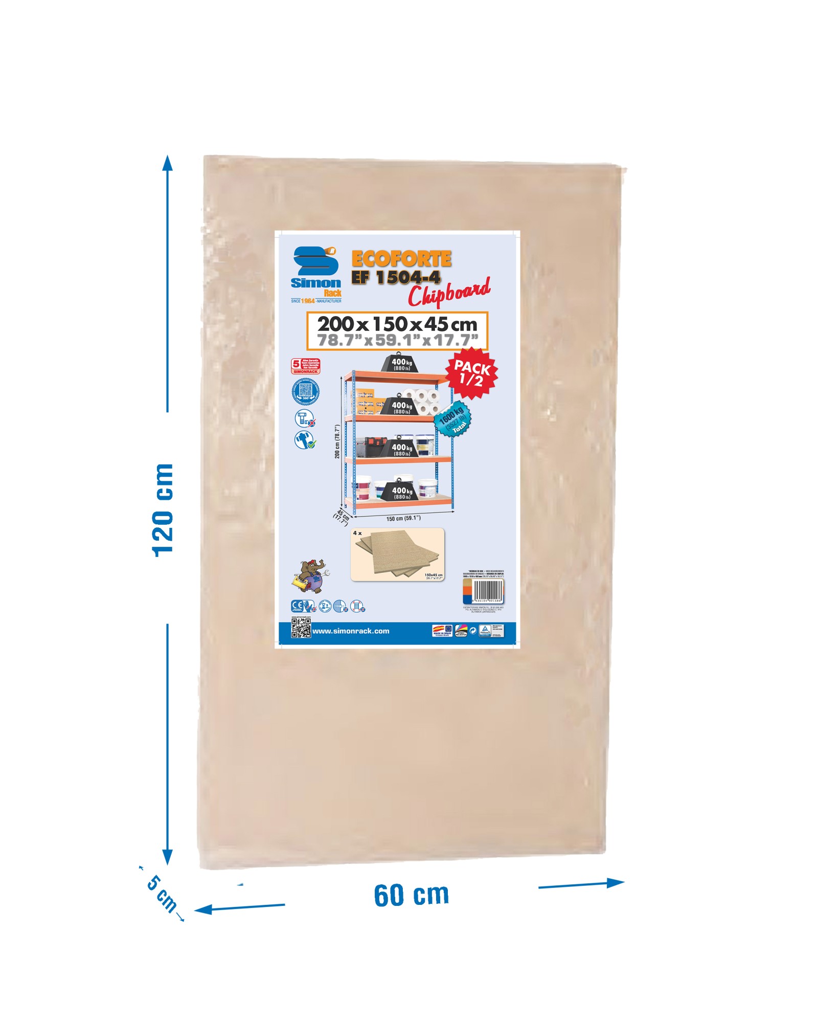 KIT ECOFORTE 1206-3 CHIPBOARD AZUL/NARANJA/MADER